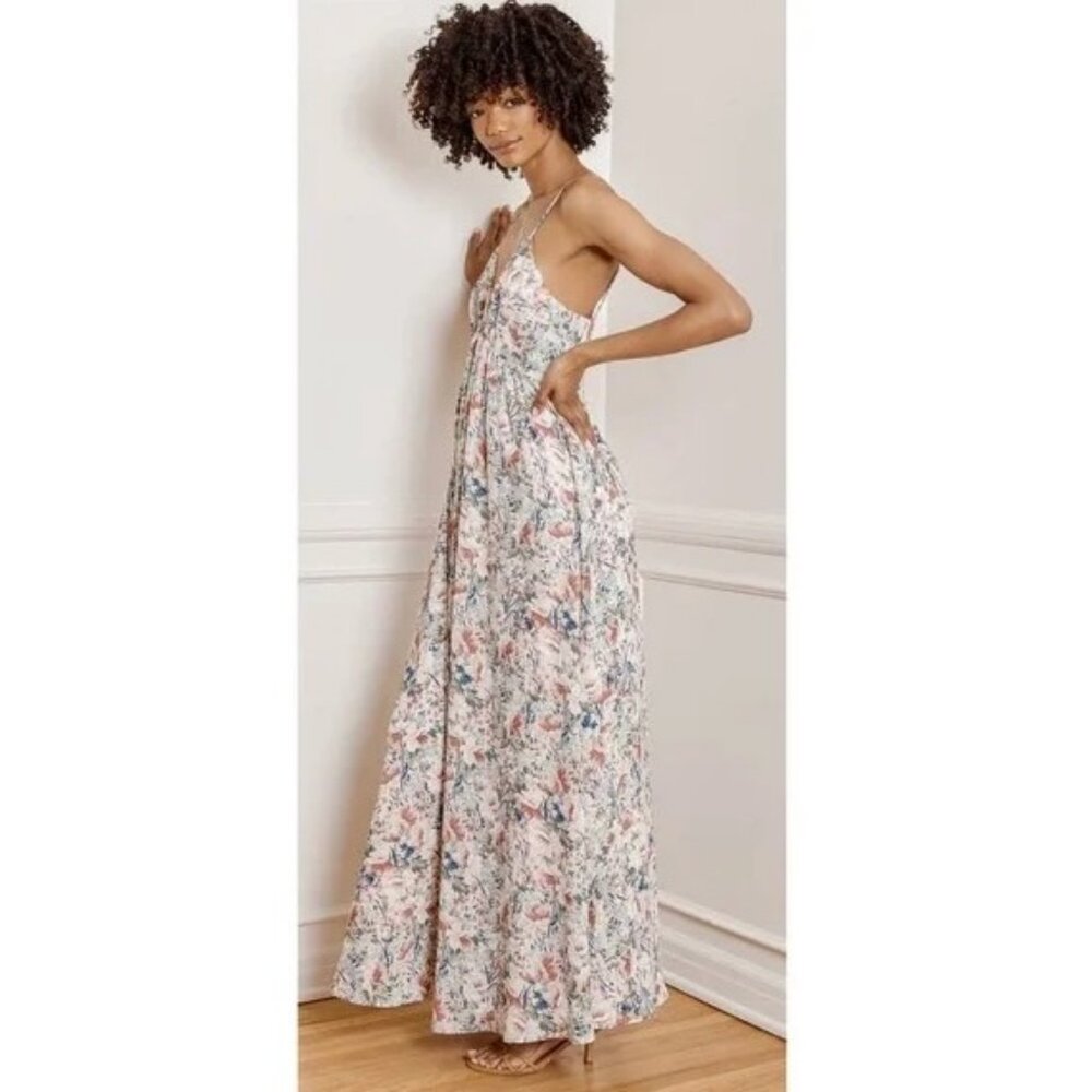 Lulus Renewed Romance Blush Pink Multi Floral Maxi Dress L - Picture 3 of 15